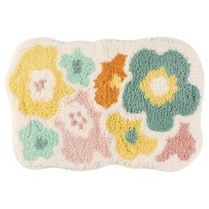 Soft Plush Non Slip Microfiber Quick Dry Washable Bath Rugs 20"x32" Flower-1